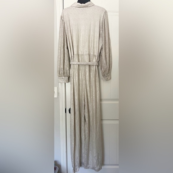 Eloquii Sequin Button Front Belted Jumpsuit - Picture 8 of 13